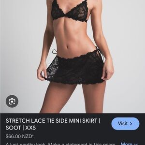 SKIMS Black Stretch Lace Mini Skirt